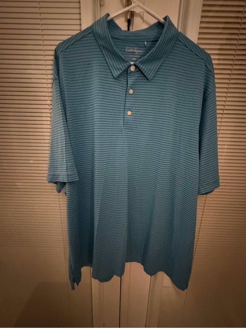 Walter Hagen Essentials Men’s XXL Blue Striped Golf Polo Performance Shirt